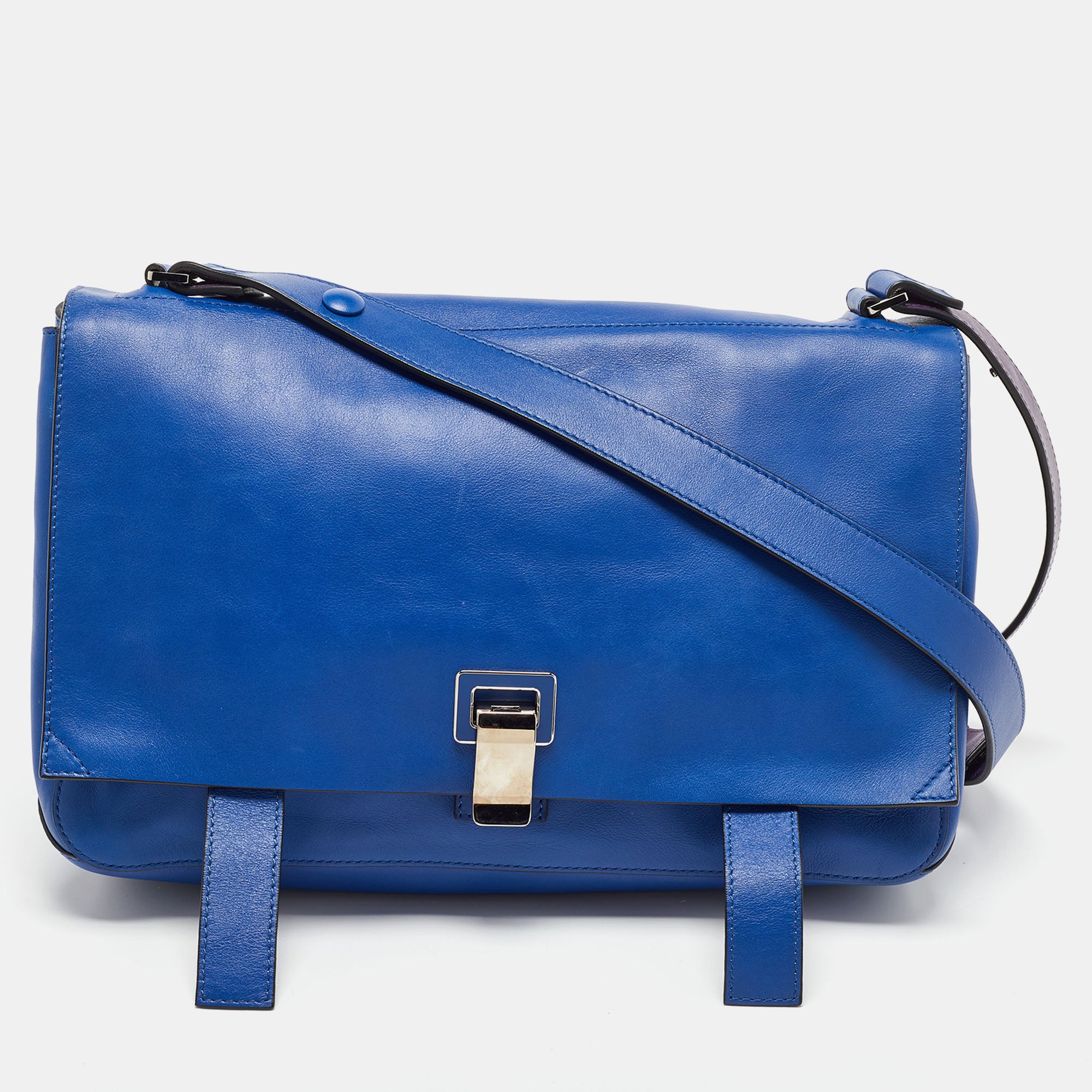 Blue/Purple Leather PS Courier Shoulder Bag