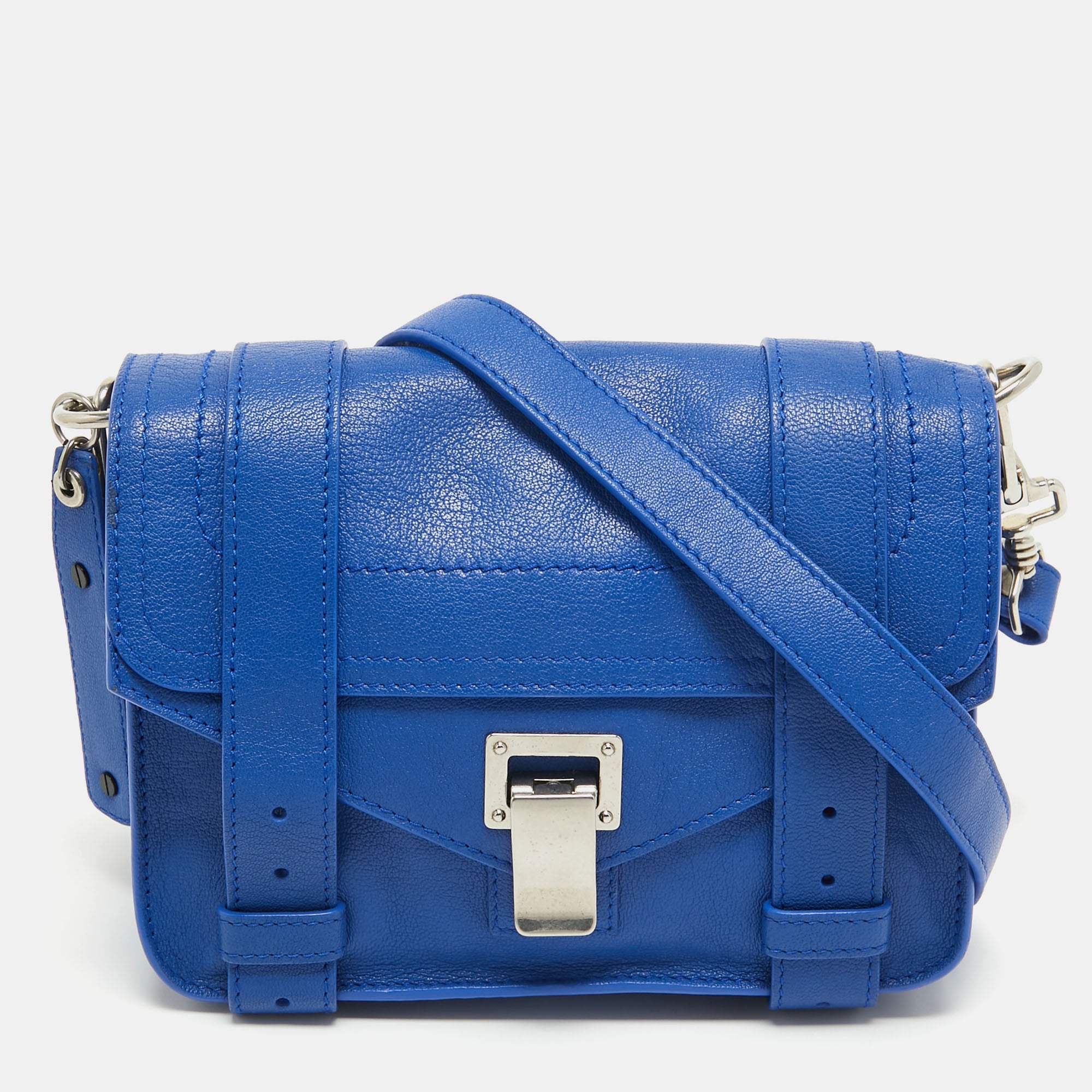 Blue Leather Mini PS1 Crossbody Bag