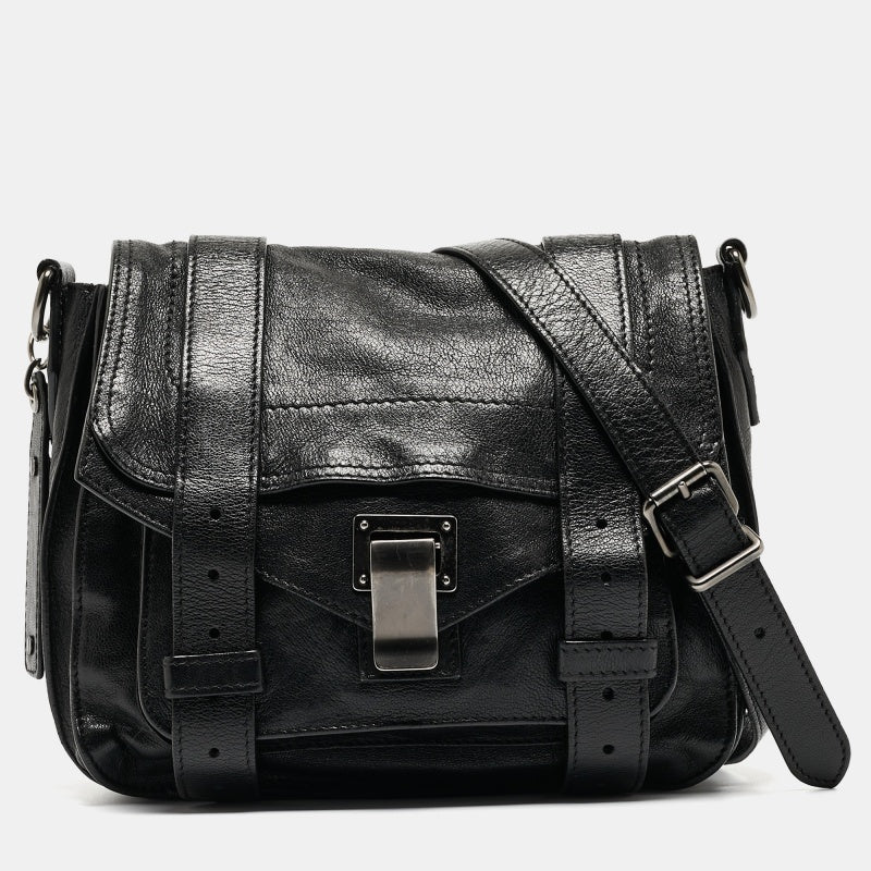 Black Leather Mini PS1 Crossbody Bag