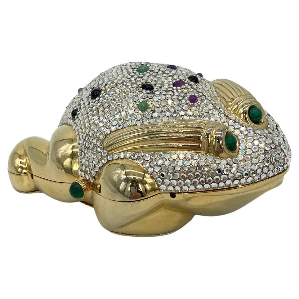 judith leiber swarovski crystal frog minaudiere