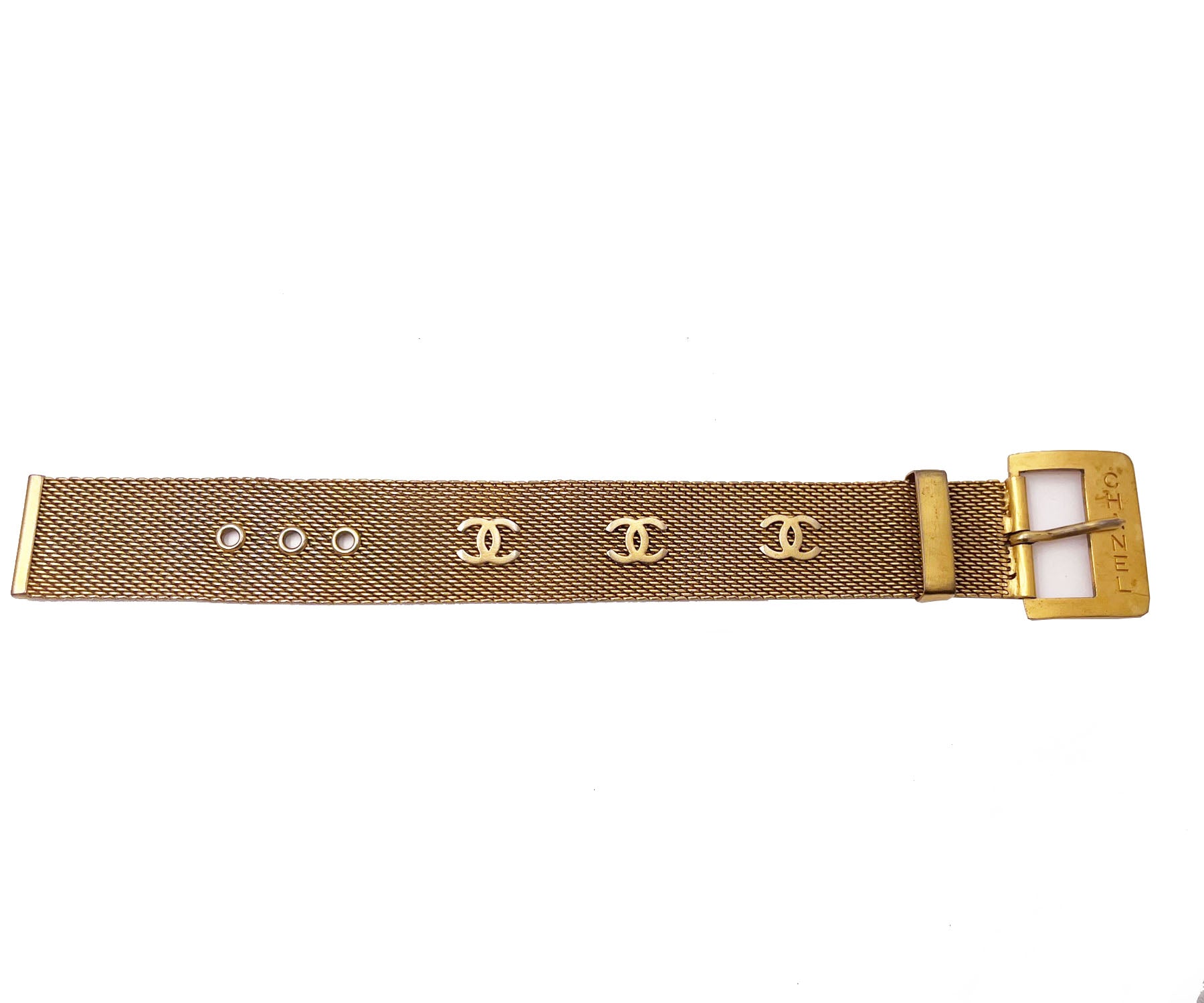 image of CHANEL Rare Vintage Gold Plated CC Mesh Belt Bracelet