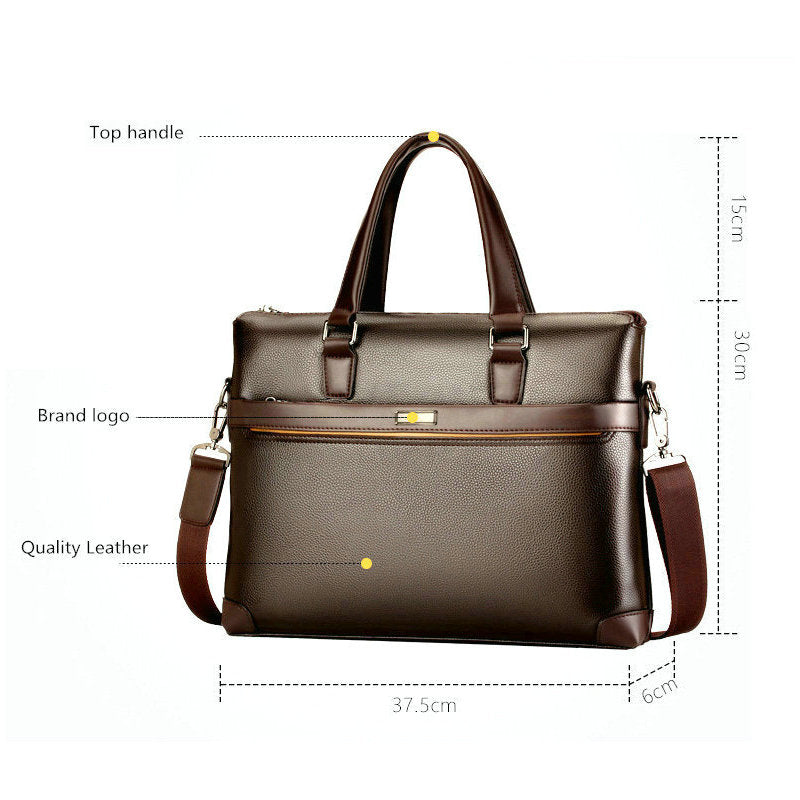 Premium Business Briefcase with shoulder strap for men - PU leather