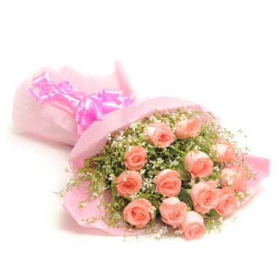 Bouquet of Baby Pink Roses. Fresh Delivered all India. Great Price.