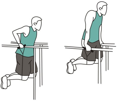 Image of man doing assisted dip using resistance band with handles