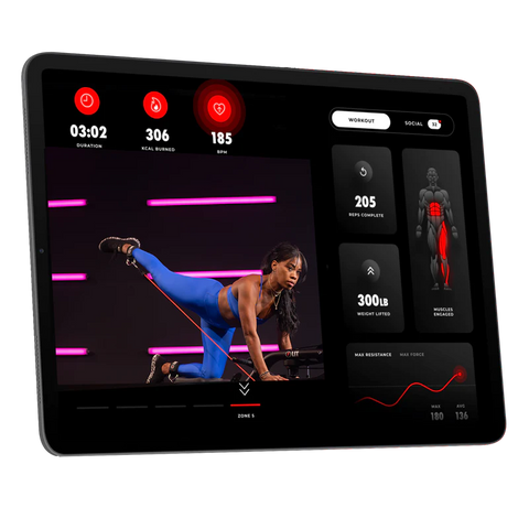 LIT Axis Resistance bands showing performance insights like total reps, pounds lifted, time under tension, etc