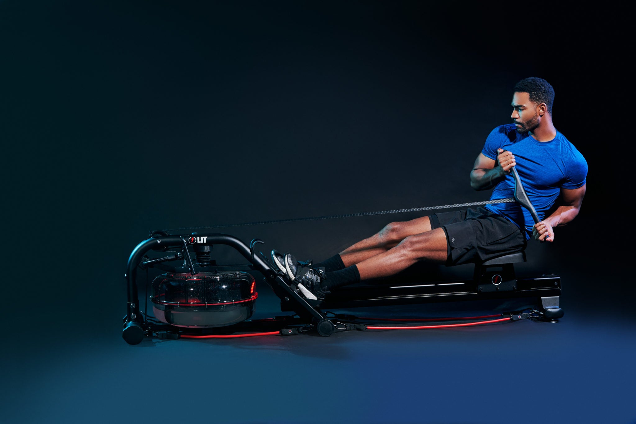 A man doing workout on the LIT Rowing Machine