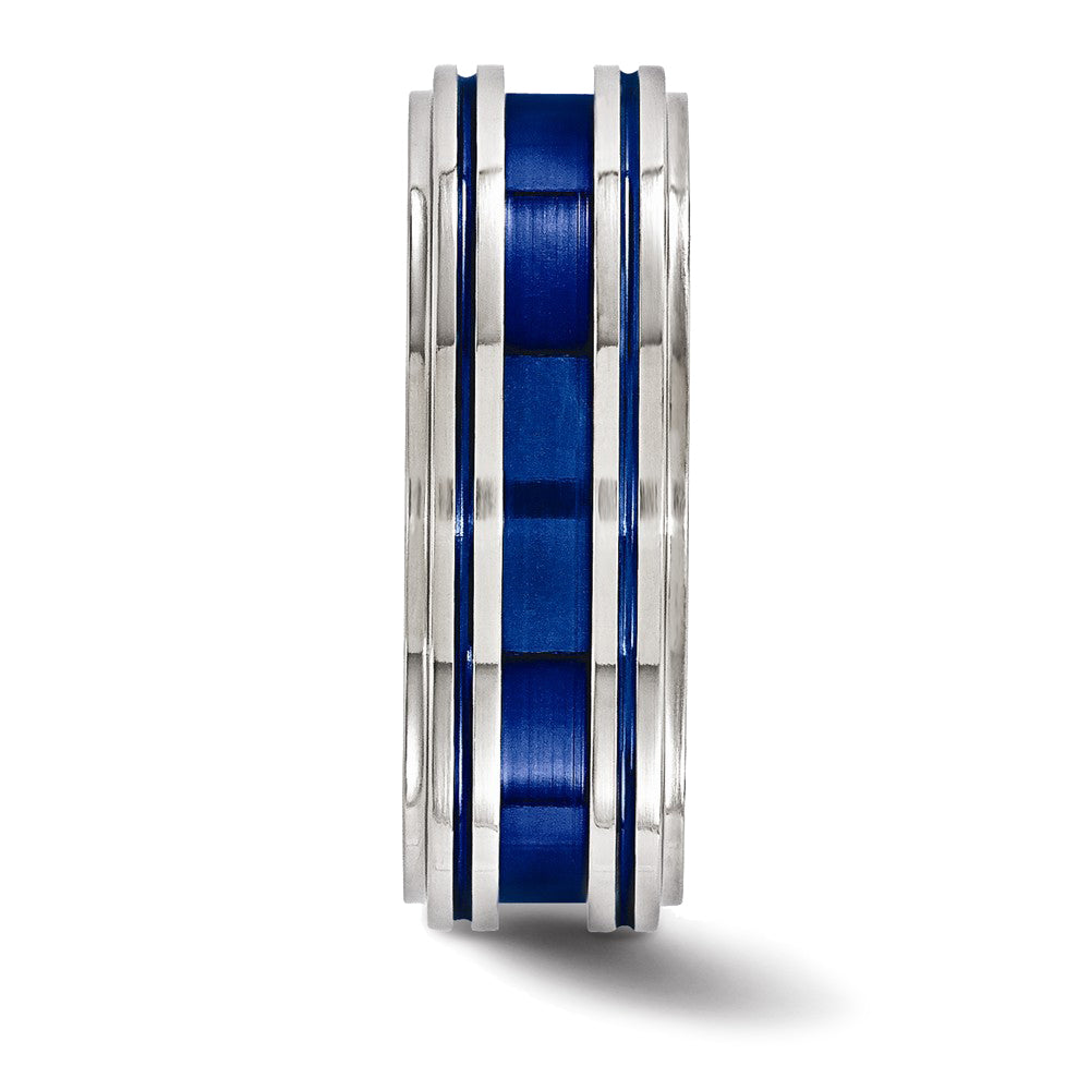 Edward Mirell Titanium Step Edge Blue Anodized Ring