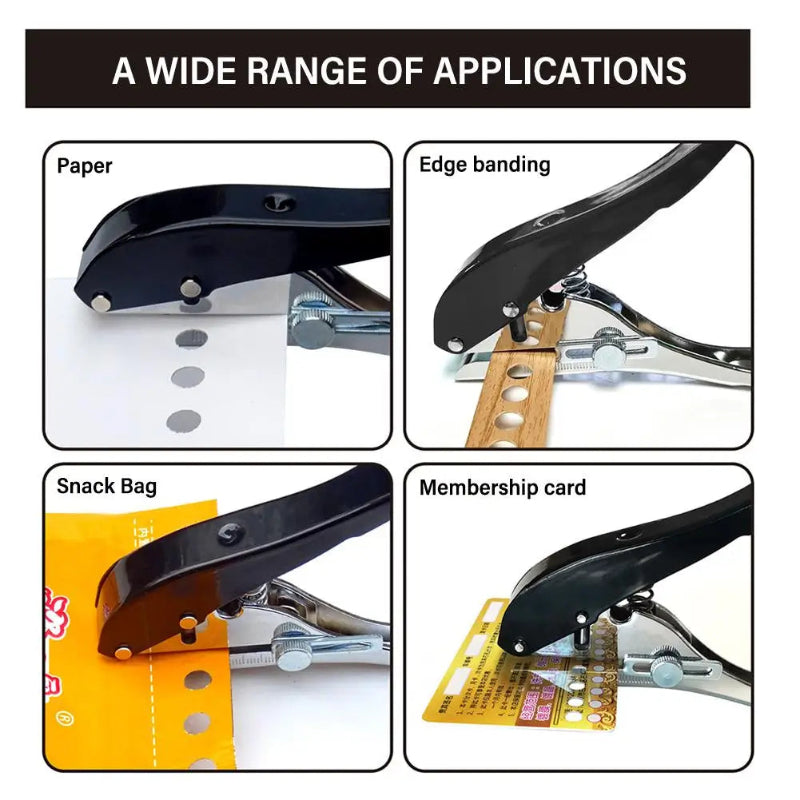 Manual edge band puncher plier for 8mm or 10mm holes in plastic or PVC sheets - applications