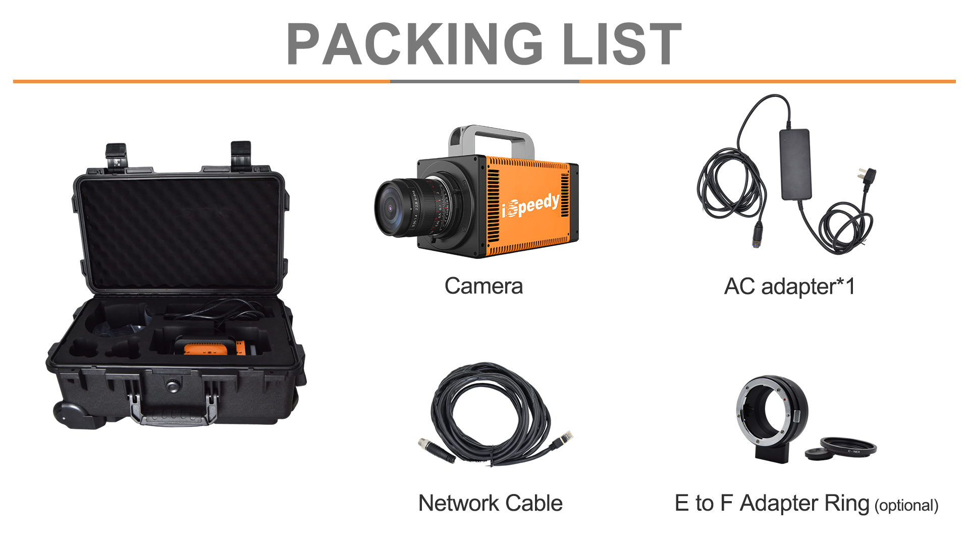 705000FPS high speed camera packing list