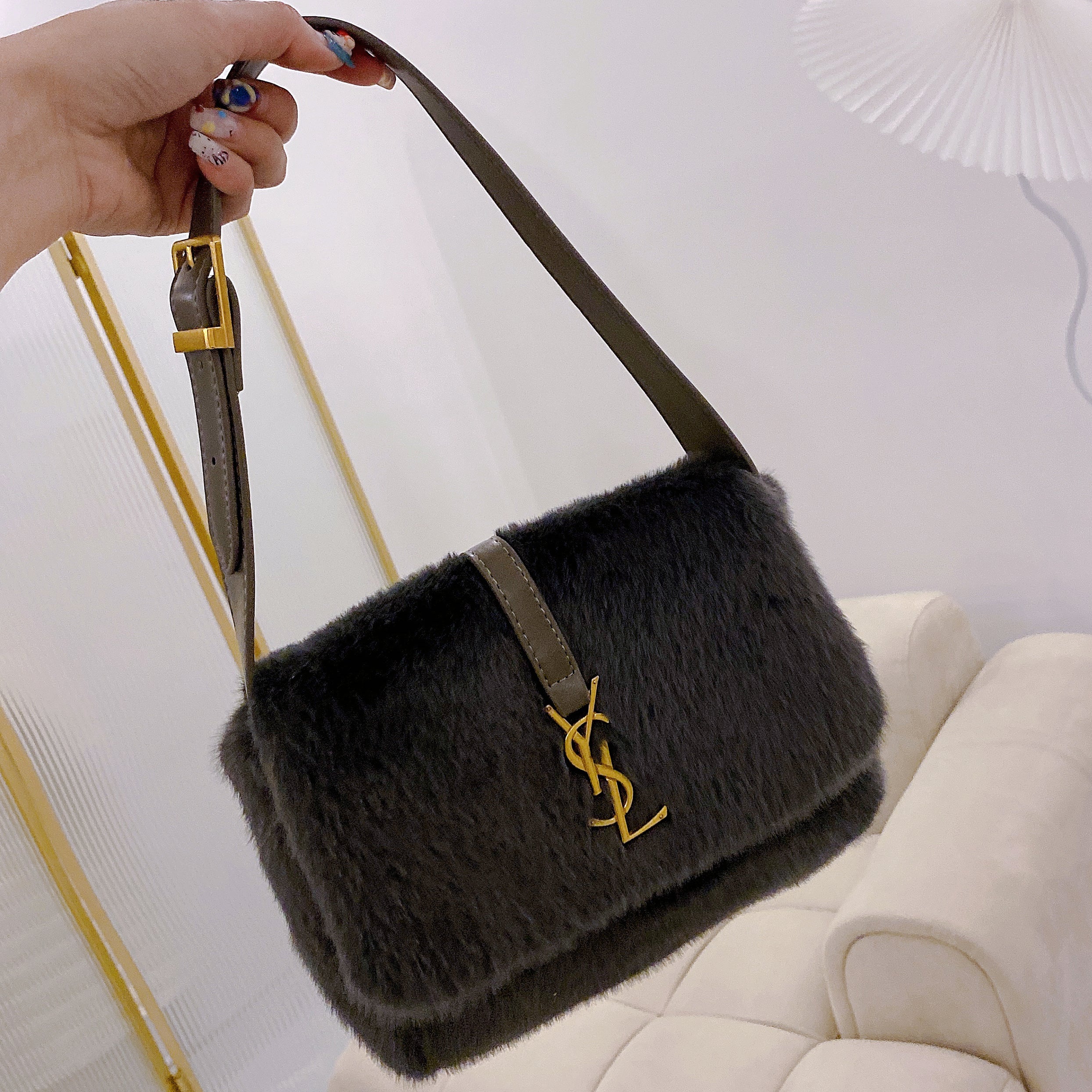 YSL Yves Saint Laurent Fashion Women's Wool Shoulder Bag Underarm Bag