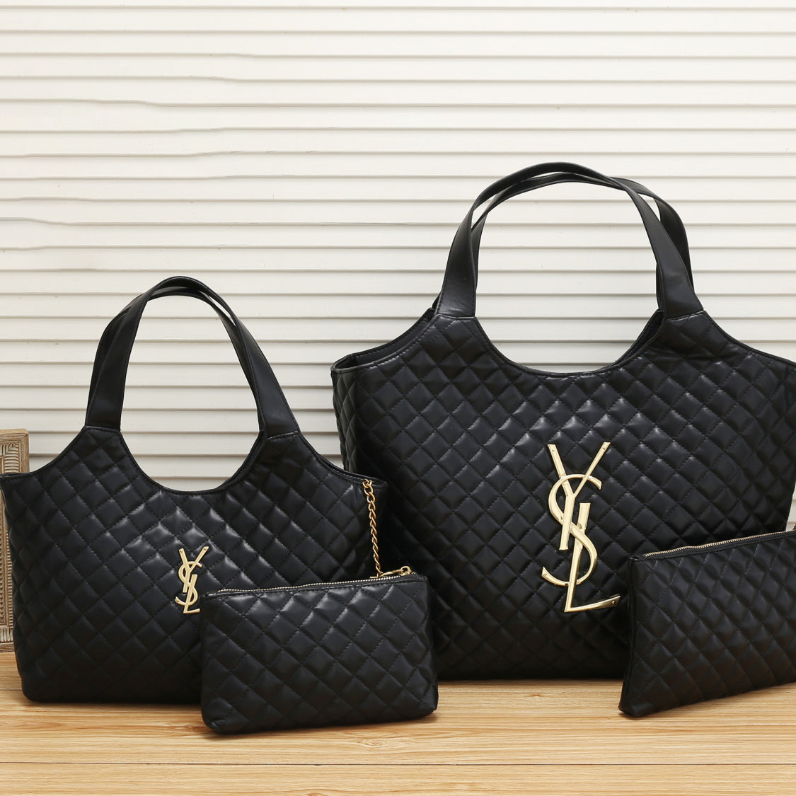 YSL Yves Saint Laurent Fashion Women Tote Bag Handbag Zero Wallet Two Piece Set