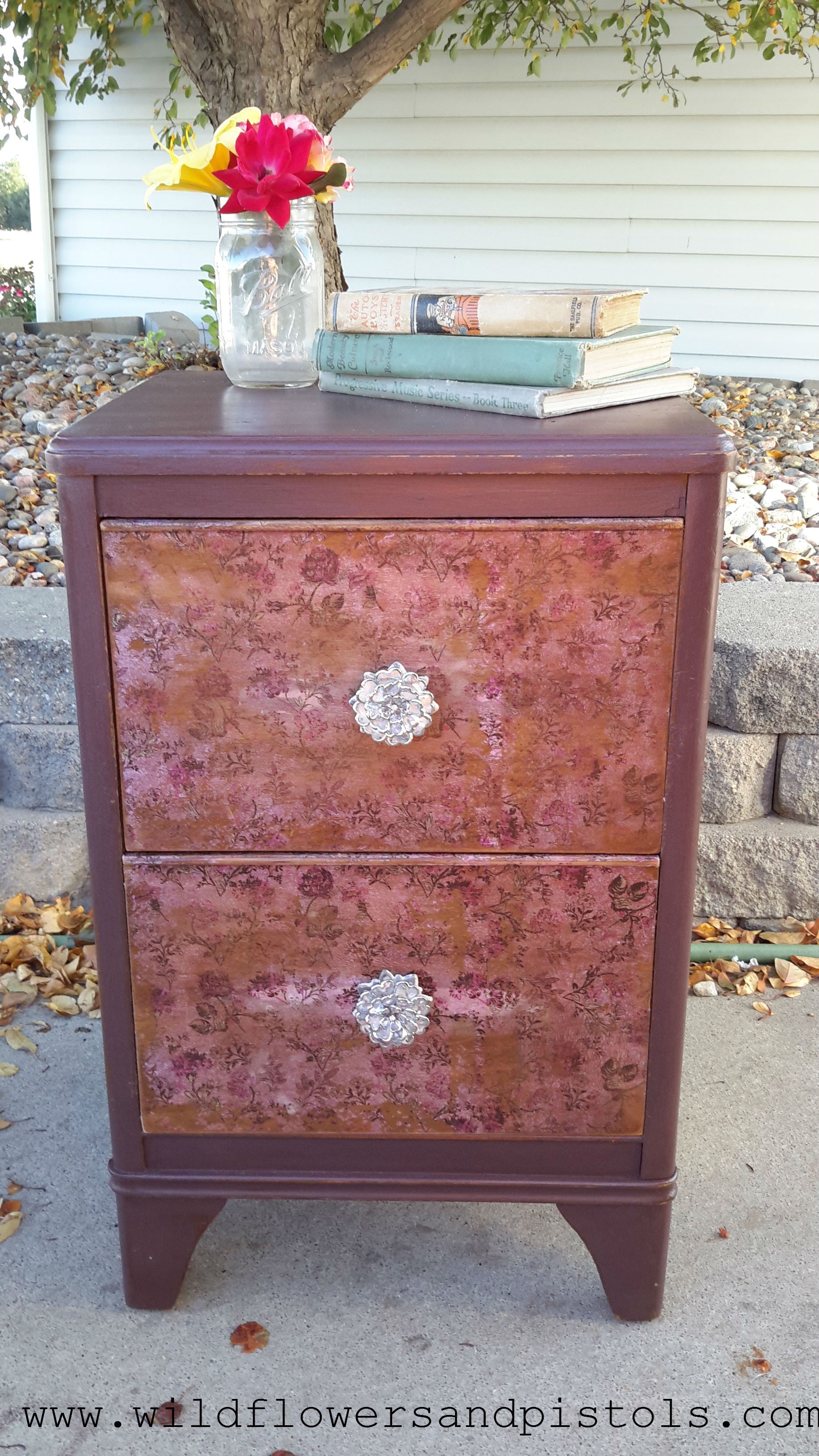 How To Use Mod Podge Napkins On Furniture Wildflowers Pistols