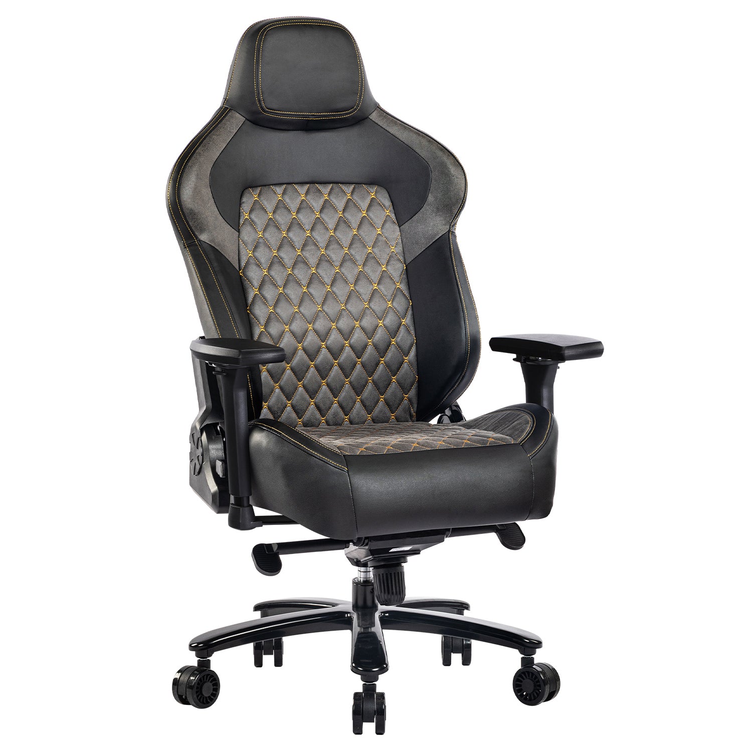 Fantasylab Big and Tall Gaming Chair 440lb Metal Base Memory Foam Lumbar Seat Cushion 4D Adjustable Arms Swivels & Reclines Ergonomic High-Back Racing Computer Gaming Chair