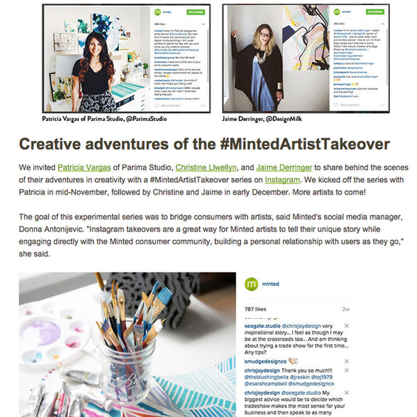 Parima Studio x Minted Instagram takeover