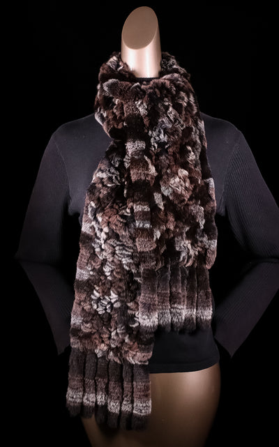 Knitted Black Chinchilla Rex Rabbit Pull-Through Rosette Scarf – Alaska Fur  Gallery, Inc.