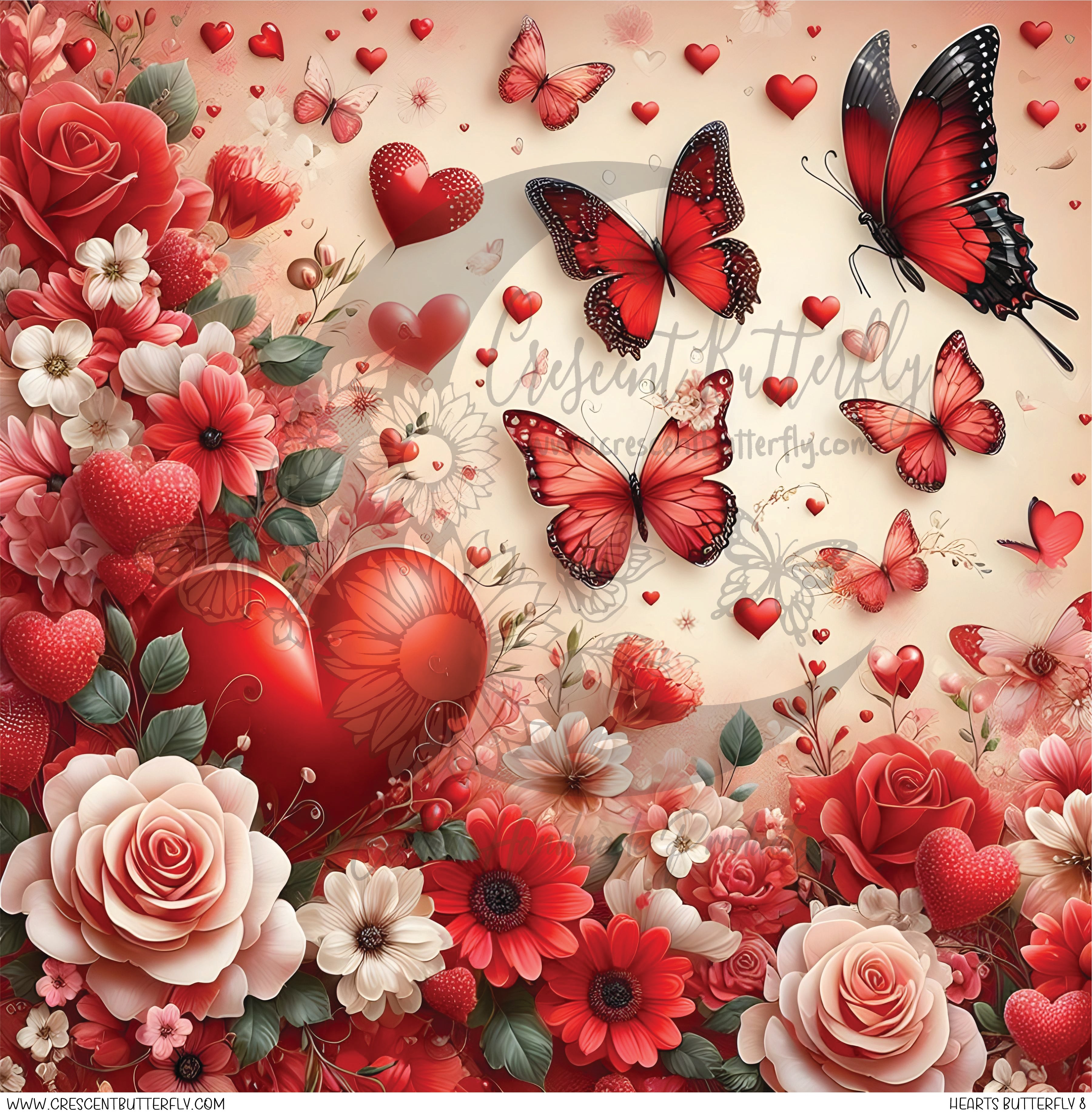 Hearts Butterfly 8 Printed Vinyl Sheet/Wrap