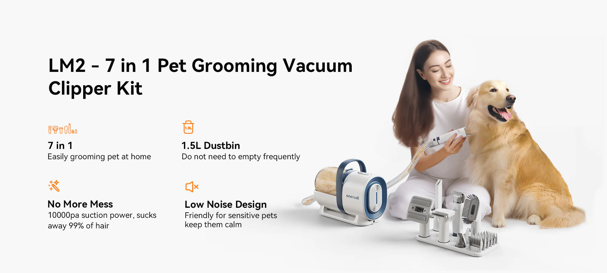 LM2 - Oneisall Dog Grooming Vacuum Kit with 7 in 1