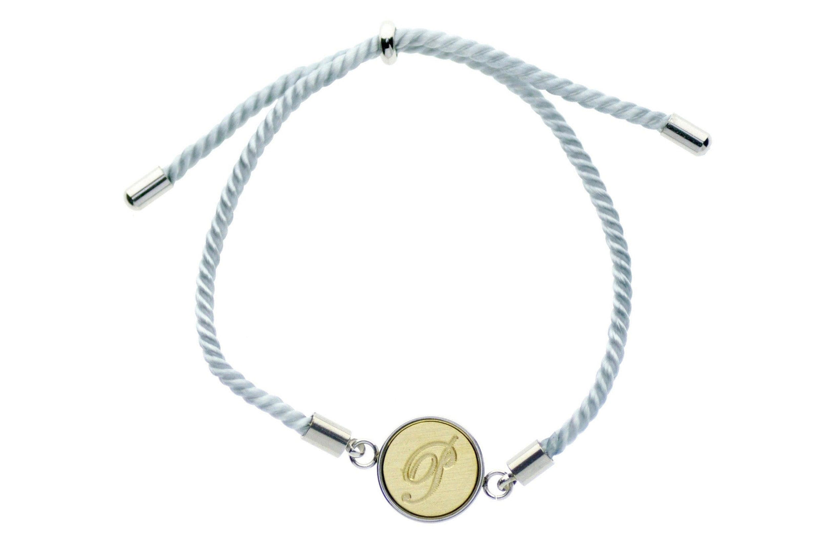 Triple Initials Monogram Custom Signet Adjustable Cord Bracelet