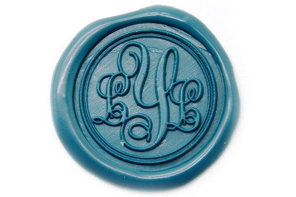 Custom Wax Seal Stamp Kit with Flexible Mailable Sealing Wax - Vine Monogram