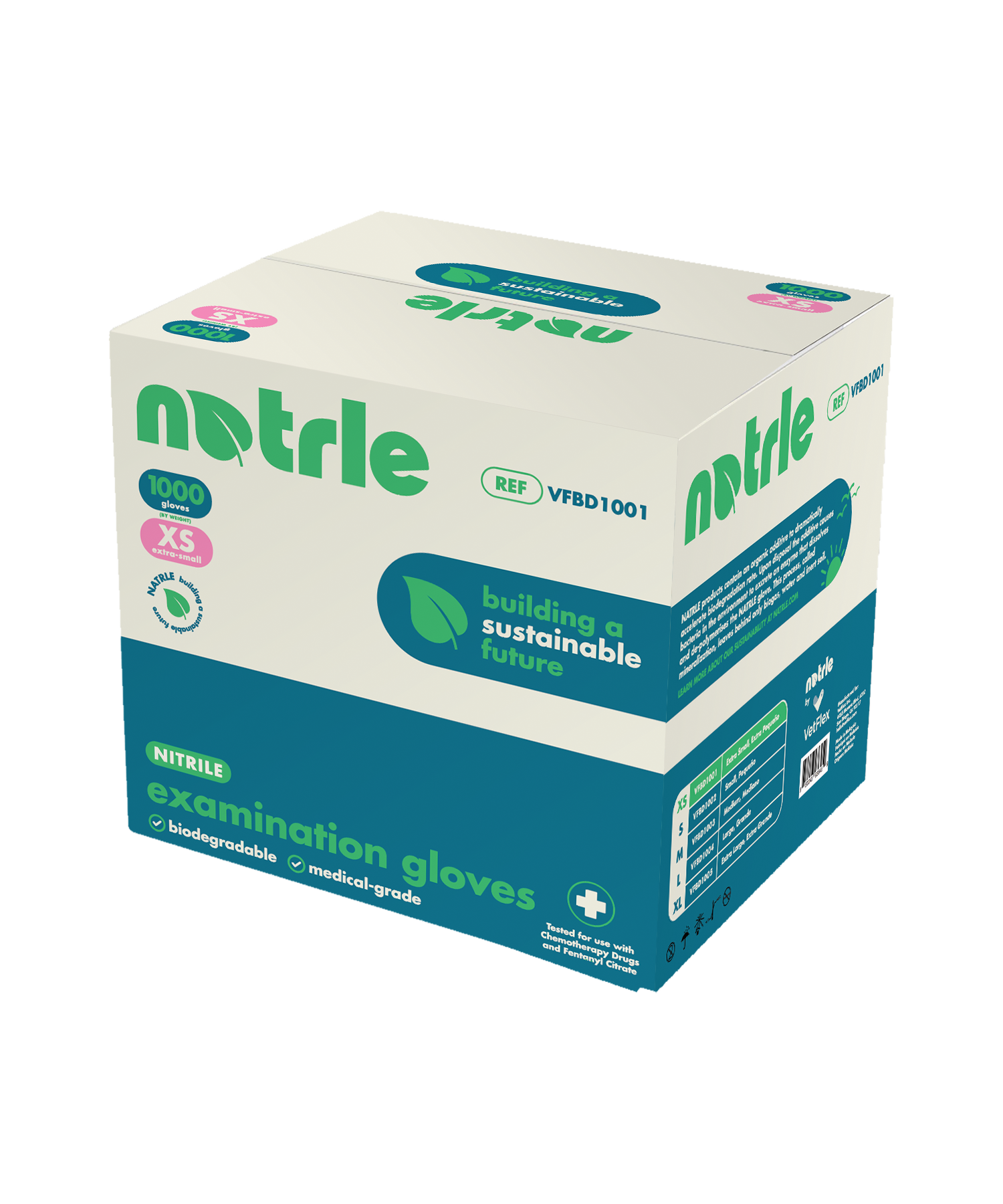 NATRLE Biodegradable Nitrile Exam Gloves | Case of 1000 - VetFlex product image