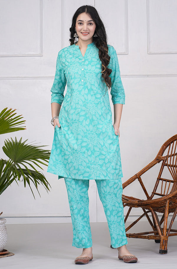 Women Cotton Kurti Set Online  Cotton Cigarette & Palazzo Pants With Kurti  – Gatim Fashions