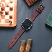 Apple Watch Deri Kordon Bordo - İsnos