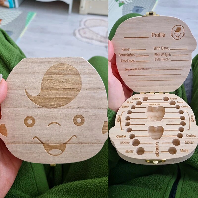 carpintero seguro ganso Caja de madera Organizadora para guardar dientes de bebé