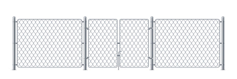 Sturdy chain link fence encircling a property, providing a secure yet see-through boundary.