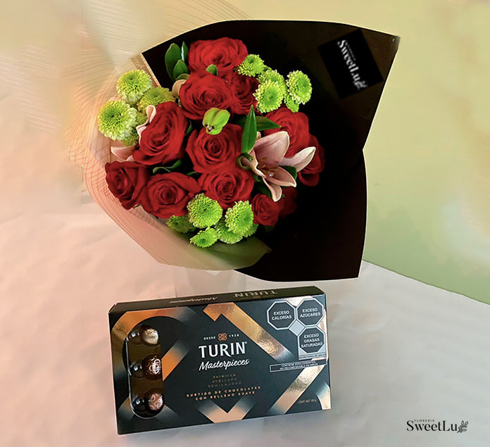 Ramillete de Rosas Rojas y Lillies + Chocolates – floreriasweetlu