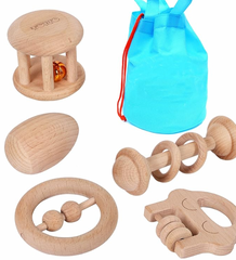 TOWO Wooden Rattle Maraca & Teething Toys