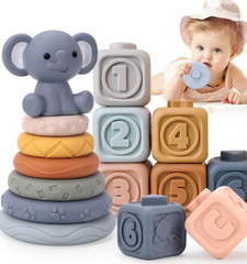 Soft stacking blocks and rings