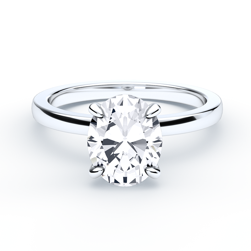 Oval Diamond Ring With Hidden Halo And Plain Band – ethanlord