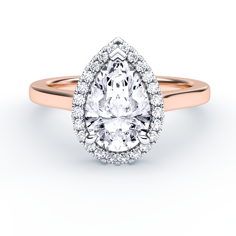 Pear Shaped Diamond Ring With Cathedral Halo Plain Band – ethanlord