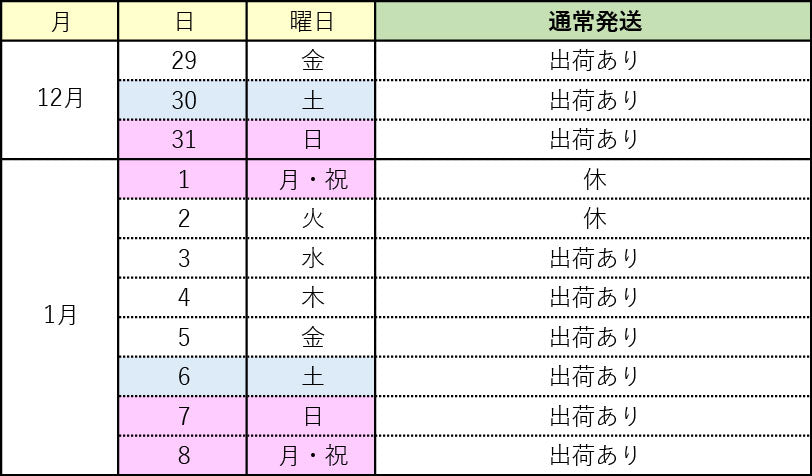 2023年12月25日更新] 年末年始の営業について