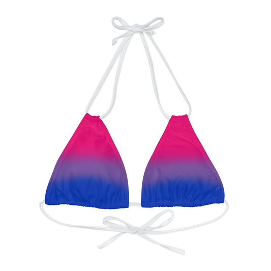 Lesbian Pride Recycled Padded Bikini Top Sports Bra - Ombre