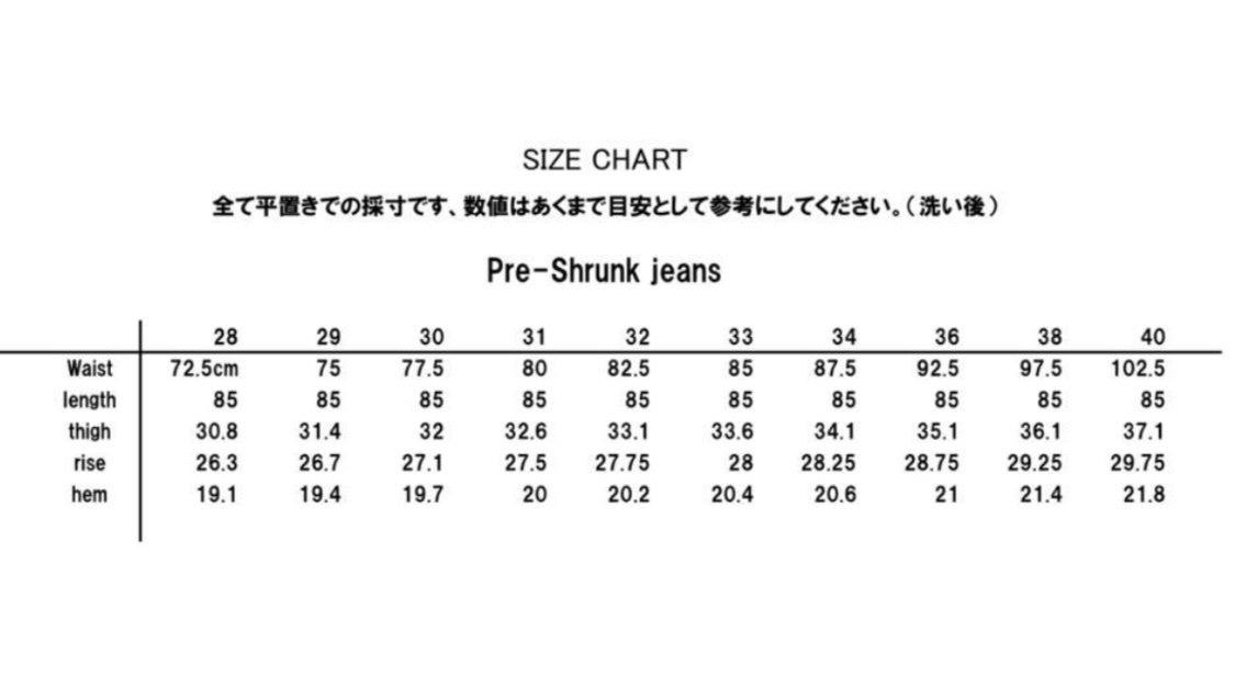 edwin jeans sizing