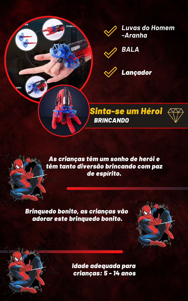 Luva Lança Teia Lançador Aranha