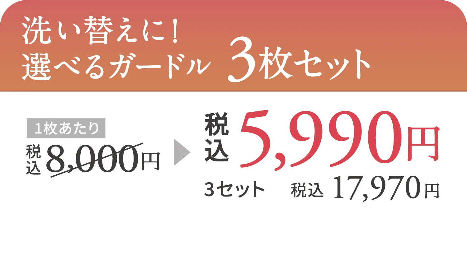 洗い替えに！選べるガードル3枚セット 1枚あたり税込5,990円 3枚セット税込17,970円