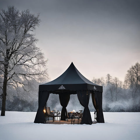 Black Gazebo Tent in Winter