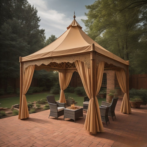 Brown Gazebo with Weights
