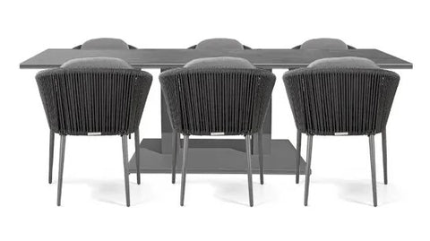 Moon Dining Set Rectangular 200 x 90cm Phoenix Table with 6 Chairs