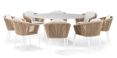 Moon Dining Set Round 160m Table with 6 or 8 Chairs