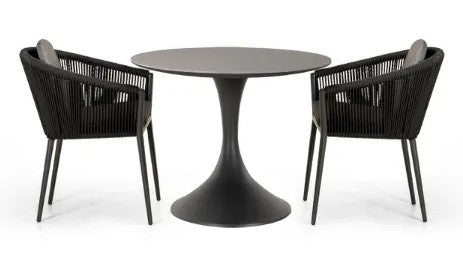 Moon Dining Table Round 90cm Table with 2 Chairs