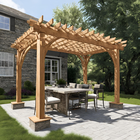 Wooden Pergola with Dining Set