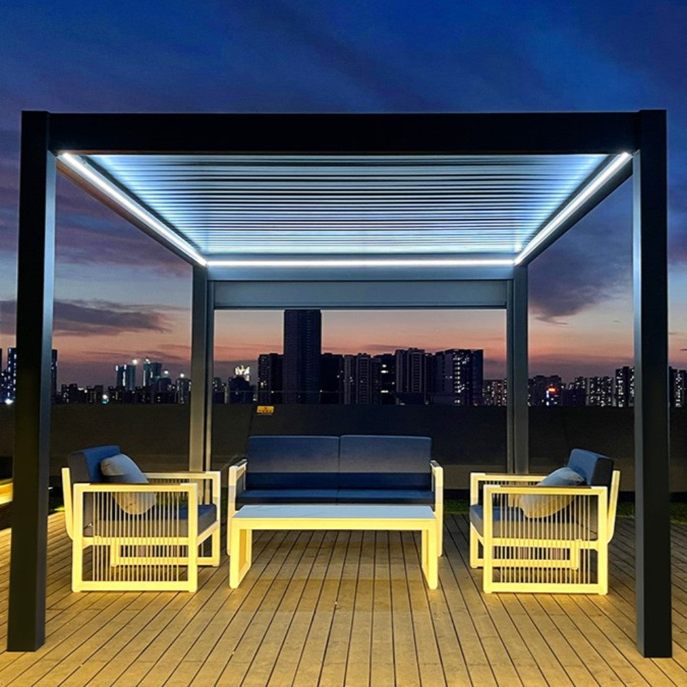 Electric Aluminium Pergola on a roof top