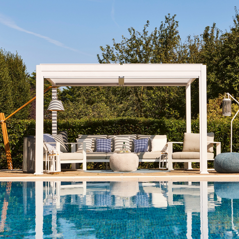 White Aluminium Pergola with Pool