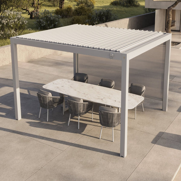 Suns Lifestyle Luxe Manual Louvered Roof Pergola White Closed Roof