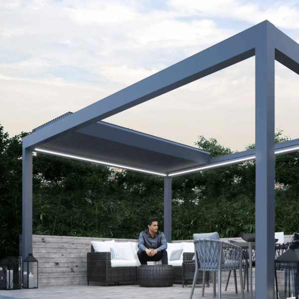 Pergola underneath shot with retracted roof