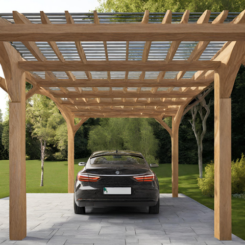 Wooden Pergola With Parked Car