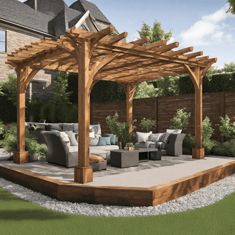 Wooden Pergola with wooden anchor